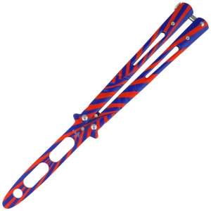 Nóż składany motylek Third Decor Habitat Balisong K3103 Practice Fan Knife Non-Cutting White/Purple 420, White/Purple 420 (TH-K3103)