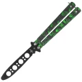 Nóż motylkowy Third Decor Habitat Balisong K3102V Practice Fan Knife Non-Cutting Green Skull 420, Non-Edging Black 420 (TH-K3102V)-1 60759 