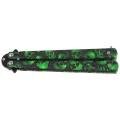 Nóż motylkowy Third Decor Habitat Balisong K3102V Practice Fan Knife Non-Cutting Green Skull 420, Non-Edging Black 420 (TH-K3102V)-2 60759 
