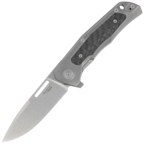 Nóż składany LionSteel Q4ttro Gray Titanium/ Fat Carbon, Satin MagnaCut by Molletta (Q4 GY)-1 60830 