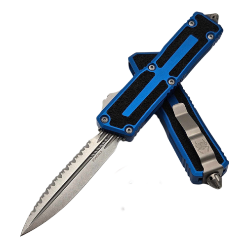 Nóż automatyczny OTF Microtech Scarab II D/E Gen III Blue Aluminium/3M, Stonewashed F/S M390MK by Tony Marfione (1280-12BL)-1 60920 