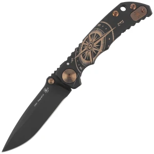 Nóż składany Spartan Blades Harsey Folder Special Edition Golden Compass Black Titanium, Bronze HW, Black MagnaCut by William W. Harsey Jr. (SF5GOLDENCOMPASS)