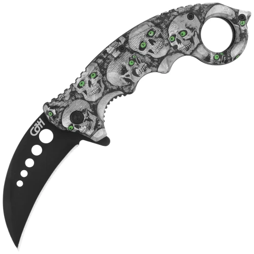Nóż składany Herbertz CJH Karambit Skulls, Black Blade 420 (ART000137)-1 60929 