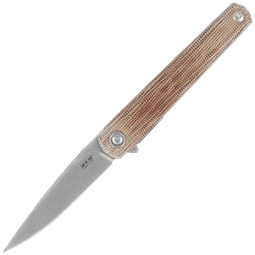 Nóż składany MKM Flame Light Drop Point Natural Canvas Micarta, Stonewashed M390 by Michael Zieba (MK FL01L-NC)-1 60931 