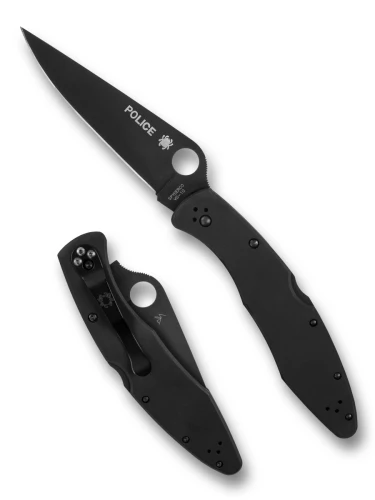 Nóż składany Spyderco Police Black TiCN Stainless Steel, Black TiCN VG-10 by Sal Glesser (C07BKP)-1 61016 