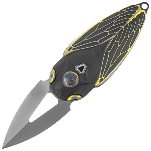Nóż składany Rike Knife RK Cicada-DG Dark Gray / Gold Titanium, Bead Blasted M390  EDC 