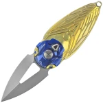 Nóż składany Rike Knife RK Cicada-G Gold Titanium, Bead Blasted M390  EDC 