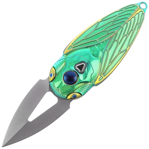 Nóż składany Rike Knife RK Cicada-GG Green / Gold Titanium, Bead Blasted M390-1 61442 