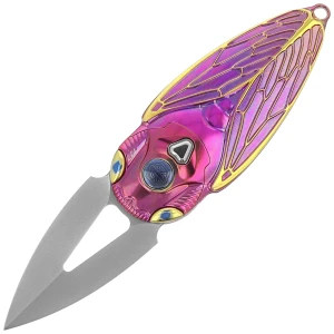 Nóż składany Rike Knife RK Cicada-PG Purple / Gold Titanium, Bead Blasted M390  EDC 
