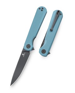 Nóż składany Bestechman Flick Grey G10, Black PVD D2 by Ostap Hel (BMK13F)