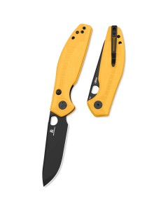 Nóż składany Bestechman Angry Owl Yellow G10, Black PVD D2 by Keanu Alfaro (BMK12A-2) EDC
