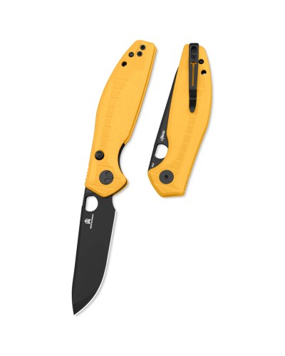 Nóż składany Bestechman Angry Owl Yellow G10, Black PVD D2 by Keanu Alfaro (BMK12A-2)-1 61495 