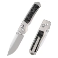 Nóż składany Remette Aurora Gray Titanium/Carbon Fiber, Manual Fine Grinding Satin Surface/Pearlescent Surface M390 (AURA-D)-4 61557 