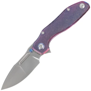 Nóż składany Remette TwoFace Blue Stonewashed Titanium, Fine Grinding Pearlescent M390 (DSTF-B) EDC 