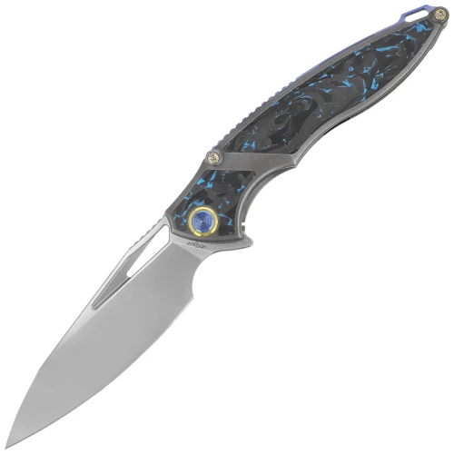 Nóż składany Rike Knife RK 1902 B/CF Titanium/Blue Carbon Fiber, Bead Blasted M390-1 61617 