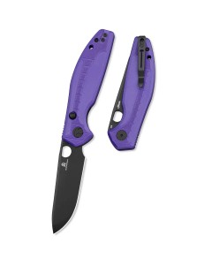 Nóż składany Bestechman Angry Owl Purple G10, Black PVD D2 by Keanu Alfaro (BMK12E-2) EDC 