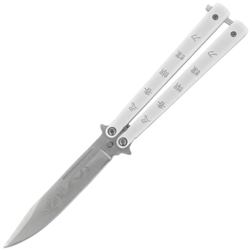 Nóż składany motylek Martinez Albainox Balisong Ninja Dragon White Stainless, Satin 3Cr13MoV (02096)-1 61634 