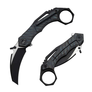 Nóż składany WeKnife Tayra Tiger Stripe Titanium, Black Stonewashed/Satin M390 (WE24069-4) EDC 