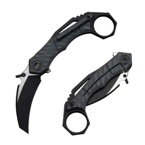 Nóż składany WeKnife Tayra Tiger Stripe Titanium, Black Stonewashed/Satin M390 (WE24069-4)-1 61687 