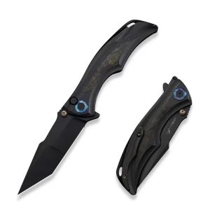 Nóż składany WeKnife Tighe Down Tanto Black Titanium/Black-Yellow Carbon Fiber, Black Stonewashed M390 by Brian Tighe (WE24054B-1) EDC 