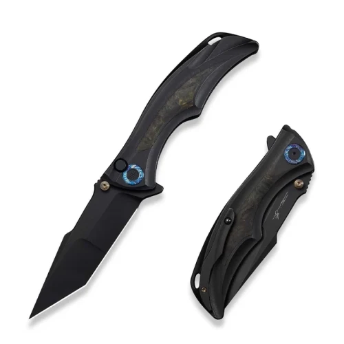 Nóż składany WeKnife Tighe Down Tanto Black Titanium/Black-Yellow Carbon Fiber, Black Stonewashed M390 by Brian Tighe (WE24054B-1)-1 62084 