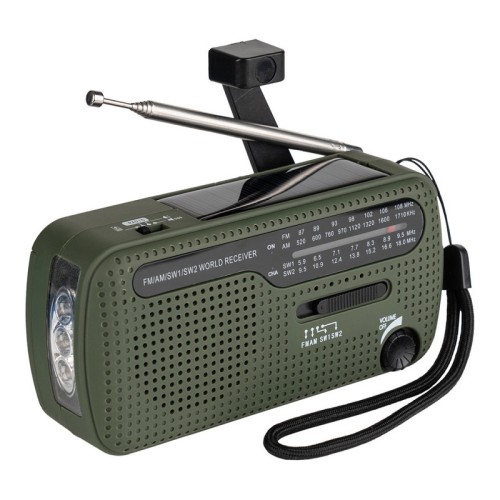 Fosco Industries - Radio Survival z panelem słonecznym i korbką - SW1/SW2/FM/AM - Zielony - 464601-1 62385 