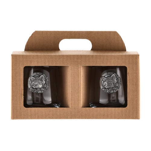 Szklanki do whisky Golden Fox Luna Fox Silver zdobione odlewanym elementem 2 szt.- 62693 