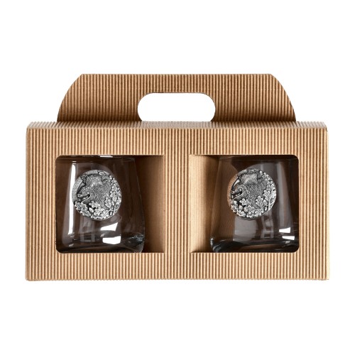 Szklanki do whisky Golden Fox Luna Wild Boar Silver zdobione odlewanym elementem 2 szt.- 62694 