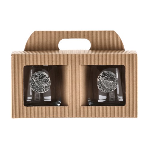 Szklanki do whisky Golden Fox Diamond Deer Gold zdobione odlewanym elementem 2 szt.- 62695 