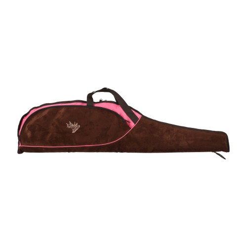 Pokrowiec na broń Forsport zamszowy 125 cm - brązowo-różowy, haft beżowa głowa jelenia- 62860 