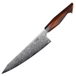 Nóż kuchenny Xin Cutlery XinCraft 9'' Japan Chef, Buffalo Horn/Rosewood/G10, Mirror Polished Damascus 67 warstw (XC116)