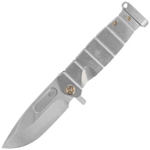 Nóż składany Medford USMC FF Tumbled Titanium, Bronze HW, Std Clip, Tumbled S90V by Greg Medford (MK2049TQ-01TM-T1CS-PT)