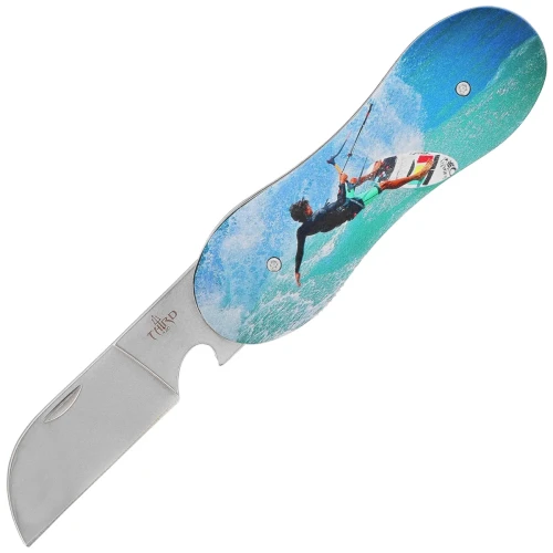 Nóż składany Third Decor Habitat N119J Kitesurf Double-Sided 3D Kitesurfer Aluminium, Mirror-Polished 420 (TH-N119J)-1 63230 