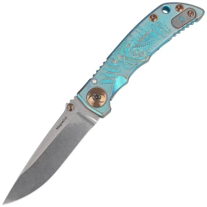 Nóż składany Spartan Blades Harsey Folder 3.25 Plague Doctor Green Titanium, Stonewashed MagnaCut by William W. Harsey (SF10 Custom Plague GRN)