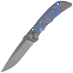 Nóż składany Spartan Blades Harsey Folder 3.25 Plague Doctor Blue Titanium, Stonewashed MagnaCut by William W. Harsey (SF10 Custom Plague BLU)