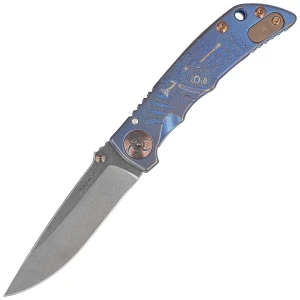 Nóż składany Spartan Blades Harsey Folder 3.25 Plague Doctor Blue Titanium, Stonewashed MagnaCut by William W. Harsey (SF10 Custom Plague BLU)