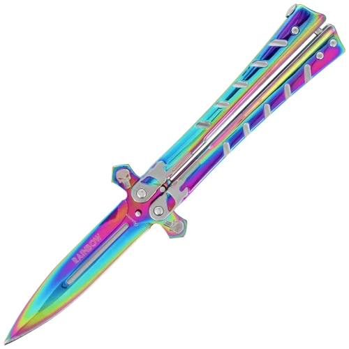Nóż składany motylek Martinez Albainox Balisong Skull Rainbow Titanium Steel, Rainbow Titanium 3Cr13Mov (02223)-1 63694 