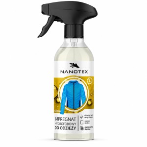 Nanotex impregnat do kurtek przeciwdeszczowych. Chroni przed wodą, plamami i brudem. Do kurtek typu gote-tex i innych z membraną