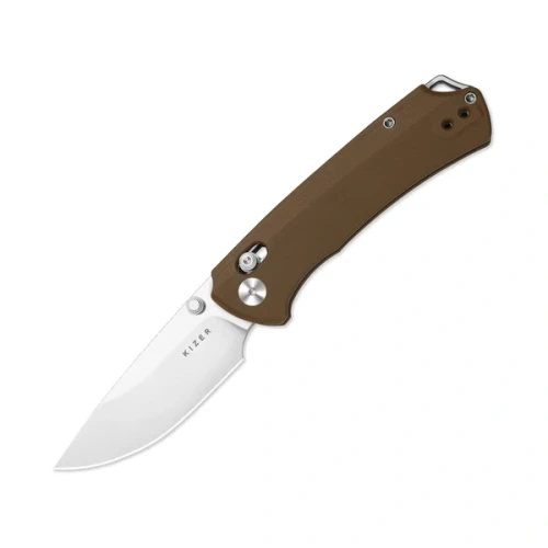 Nóż składany Kizer T1 CD Brown G10, Satin Nitro-V by Uli Hennicke (V3490.2CA2)-1 63800 
