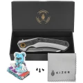 Nóż składany Kizer Draca Gray Aluminium / Black-Green Carbon Fiber, Stonewashed S45VN by Mikey Carlson (Ki4751A1)-3 63810 