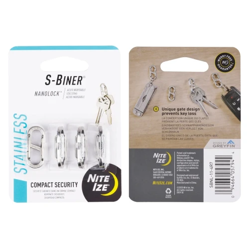 Nite Ize – Karabińczyk S-Biner NanoLock - 4 sztuki – SBNL-11-4R7-1 63827 