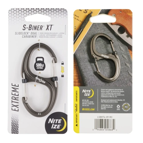 Nite Ize - Karabińczyk S-Biner XT SlideLock Dual Carabiner - Szary - LSBXT4-09-R3-1 63829 