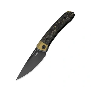 Nóż składany Kizer Mini MoMo Gold Titanium / Camo Gold Fat Carbon, Polished DLC S90V by Vladimir Legachev (Ki3663A3)