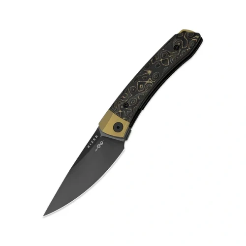Nóż składany Kizer Mini MoMo Gold Titanium / Camo Gold Fat Carbon, Polished DLC S90V by Vladimir Legachev (Ki3663A3)-1 64057 