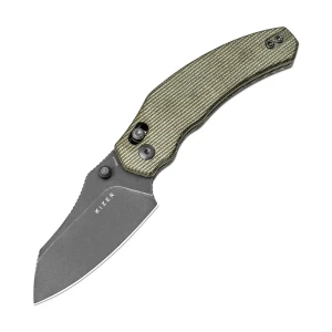 Nóż składany turystyczny EDC Kizer Bulldog Green Micarta, Gray Stonewashed Nitro-V by O.SHO (V3672A3)
