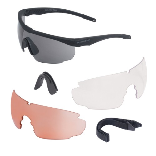 Swiss Eye - Okulary ochronne balistyczne Blackhawk Pro z zestawem wizjerów - Czarne oprawki - 40424-1 64233 