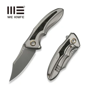 Nóż składany WeKnife Varg Gray Titanium / Black-Yellow Carbon Fiber, Stonewashed MagnaCut (WE25074-2)