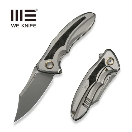 Nóż składany WeKnife Varg Gray Titanium / Black-Yellow Carbon Fiber, Stonewashed MagnaCut (WE25074-2)-1 64282 