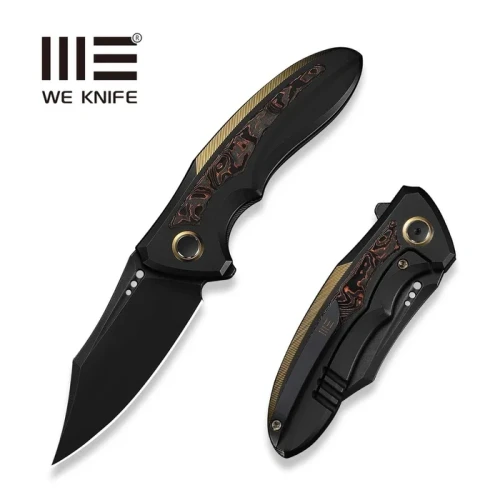 Nóż składany WeKnife Varg Black-Golden Titanium / Copper Foil Carbon Fiber, Black Stonewashed MagnaCut (WE25074-1)-1 64283 