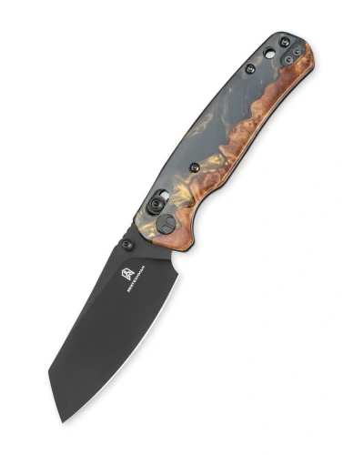 Nóż składany Bestechman Cicada's Wing Wood / Black-Gold Resin, Black PVD 10Cr15MoV (BMK06-W-6)-1 64564 